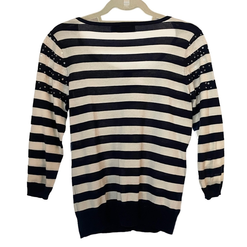 The Limited Navy & White Striped w/ Sequins Cardigan - Picture 2 of 9